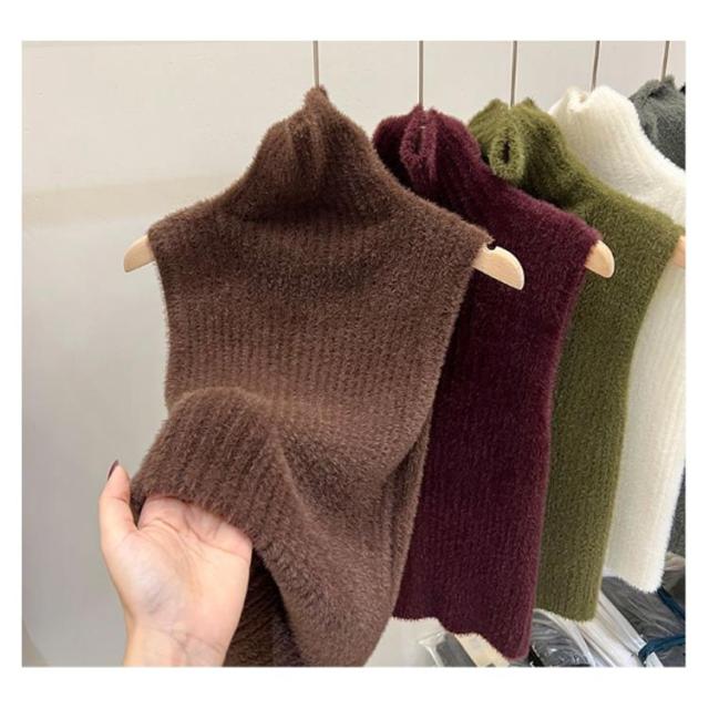 トップス モヘアタッチ ノースリーブ ニット シャギーニット