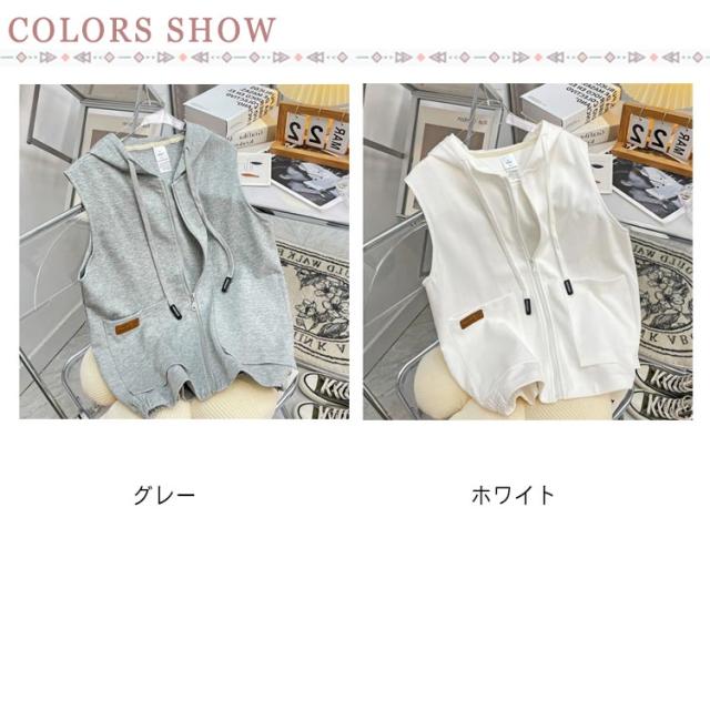 【値下げ】BLITE ベストパーカー 袖なし グレー パーカー 通販パーカー ベスト レディース ジレ スウェット