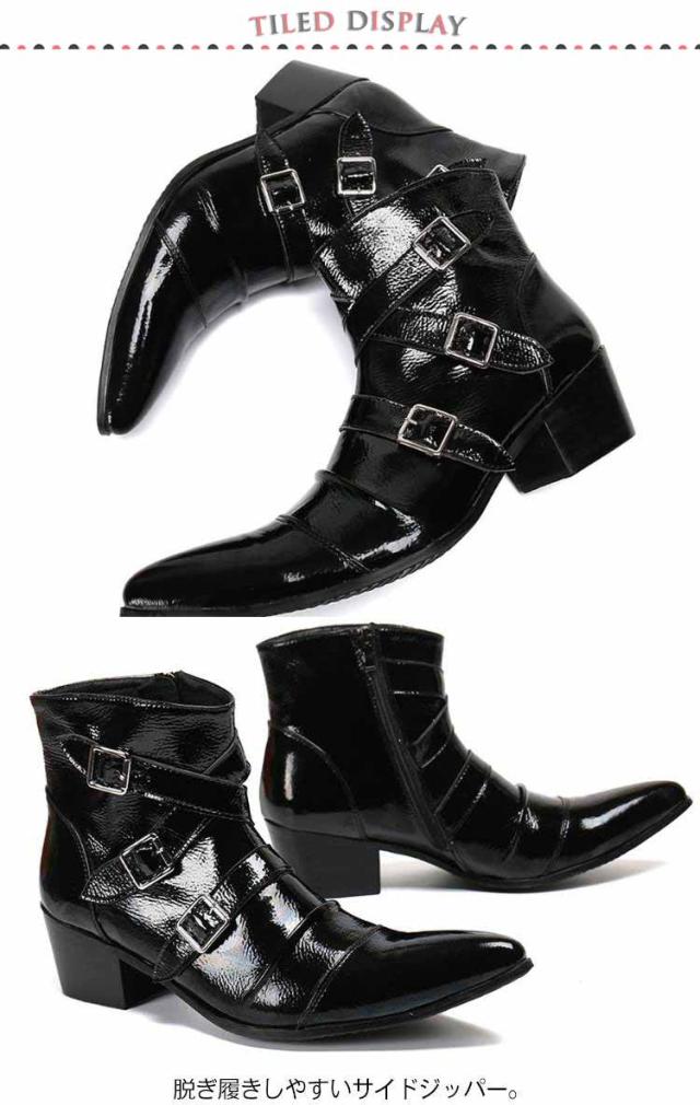 ステージ衣装 本革 ドレスブーツ 2種 渋谷系 ベルト ヒール ドレス