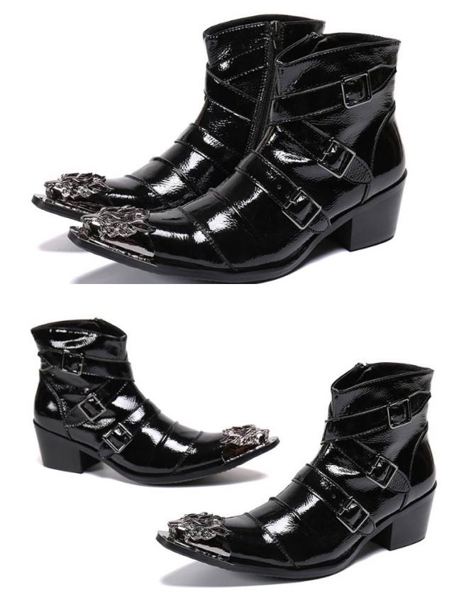 ステージ衣装 本革 ドレスブーツ 2種 渋谷系 ベルト ヒール ドレス