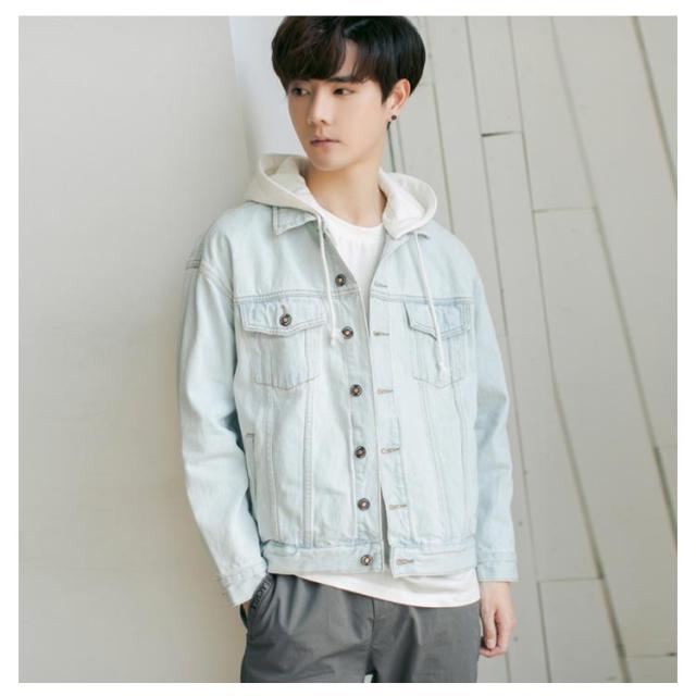 《送料無料》デニムジャケット フード付き メンズ パーカー アウター Gジャン ヒップホップ ストリート 原宿風 秋冬服 長袖 大きいサイズ カジュアル ファッション おしゃれ 新作