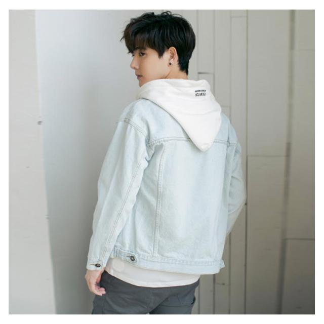 《送料無料》デニムジャケット フード付き メンズ パーカー アウター Gジャン ヒップホップ ストリート 原宿風 秋冬服 長袖 大きいサイズ カジュアル ファッション おしゃれ 新作
