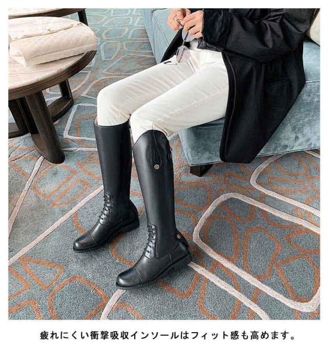ロングブーツ レディース 本革 ワイド ミドルブーツ ジョッキーブーツ