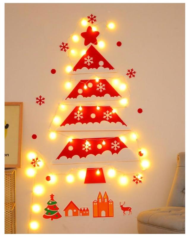 壁掛け クリスマスツリー DIY フェルト サンタクロス クリスマス LED