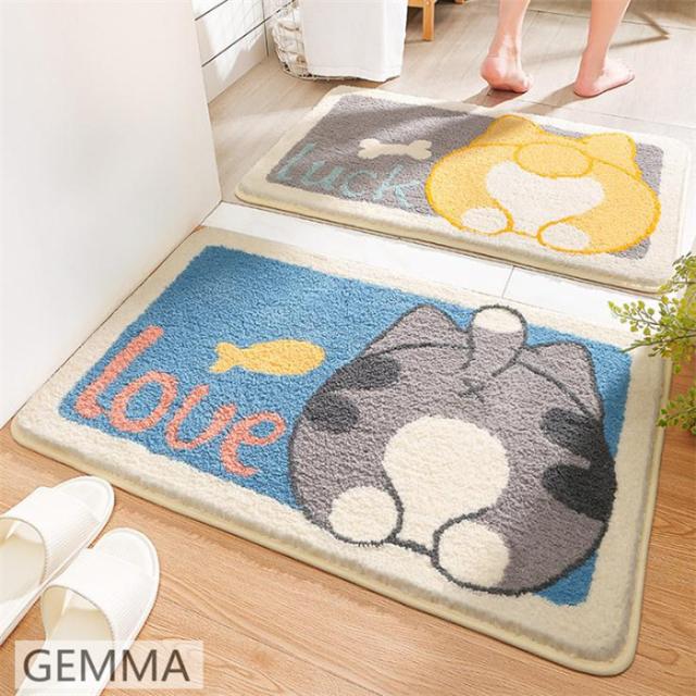 バスマット 足ふきマット かわいい 犬猫お尻 吸水 速乾 抗菌 防臭