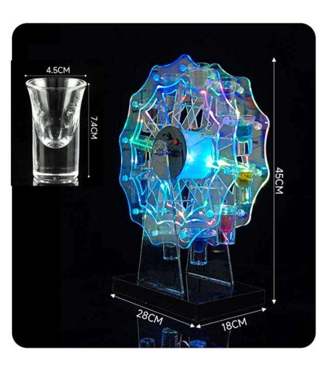 テキーラ観覧車 LED ワインラック 酒グラススタンド 自動カラーチェンジ Amazon｜テキーラ観覧車 LED酒ボトルの表示棚 観覧車 ワイン