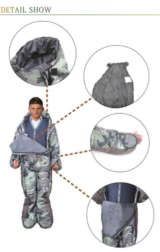 寝袋 シュラフ 人型寝袋 手が出せる寝袋 歩ける 丸洗い可 -5℃〜5℃ 極寒対応 高通気性 防カビ 防虫 防水 撥水 コンパクト お部屋の中でもアウトドアも大活躍 登山 キャンプ 災害避難所 防災 野宿 車中泊で保温性抜群 スマホの操作や読書 食事も楽々 防寒着 送料無料