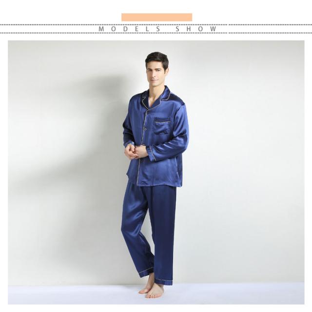 パジャマ メンズ シルク100% パジャマ 光沢 半袖 長袖 トップス ロング