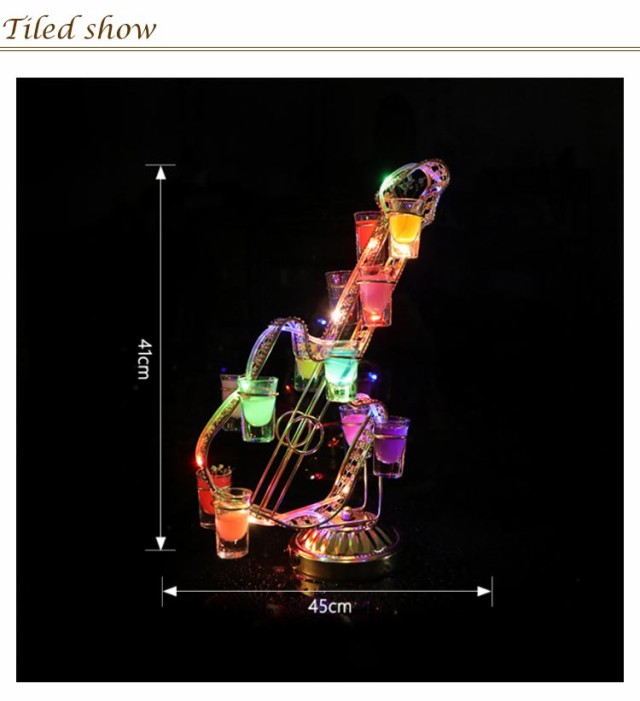 LED酒グラス棚 テキーラ観覧車 バイオリン型 USB充電式