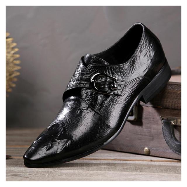 ドレスシューズ メンズ 短靴 ビジネス シューズ 黒 ブラック モンクストラップ 牛革 豚革 レザーシューズ 紳士靴 ホストシューズ パンク ブーツ お兄系 コスプレ 23.5cm 24.5cm 25cm 25.5cm 26cm 26.5cm 27cm 27.5cm 28cm