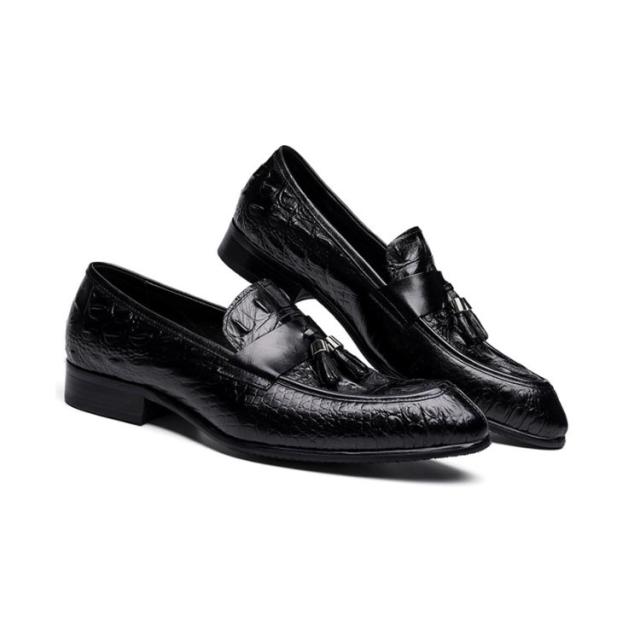 ローファー ビジネスシューズ 牛革 本革 本皮 皮靴 レザー カジュアルシューズ クールビズ ブラック 黒 ワインレット 23.5cm〜28cm ワニ柄 鰐柄 ドレスシューズ 革靴 ズウイングチップ タッセル 歩きやすい くつ 紳士靴 快適 防滑 通勤