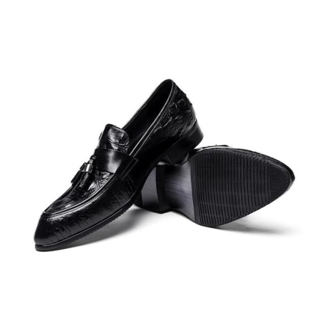 ローファー ビジネスシューズ 牛革 本革 本皮 皮靴 レザー カジュアルシューズ クールビズ ブラック 黒 ワインレット 23.5cm〜28cm ワニ柄 鰐柄 ドレスシューズ 革靴 ズウイングチップ タッセル 歩きやすい くつ 紳士靴 快適 防滑 通勤