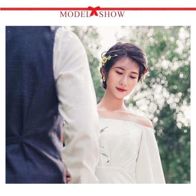 ウェディングドレス 長袖 七分袖 マーメイドライン トレーン付きドレス