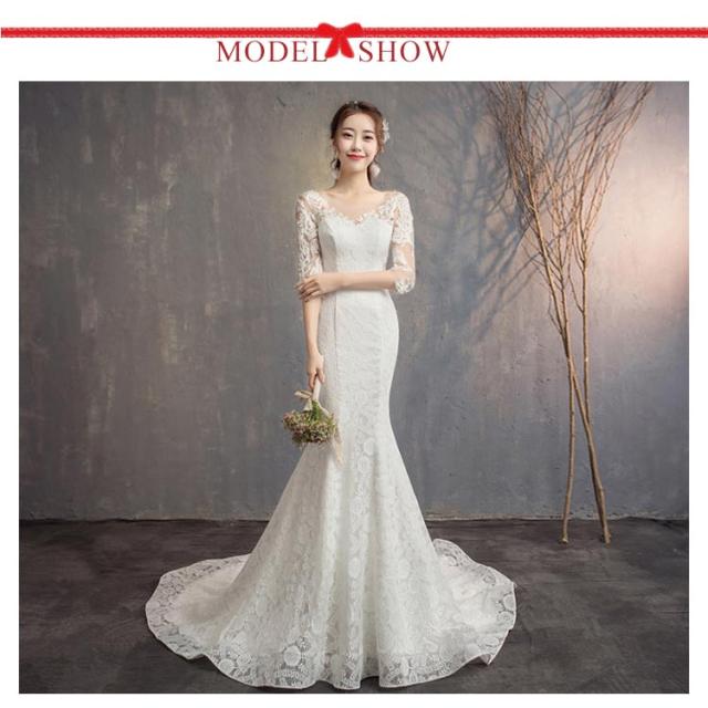 ウェディングドレス マーメイドライン トレーン付き ドレス