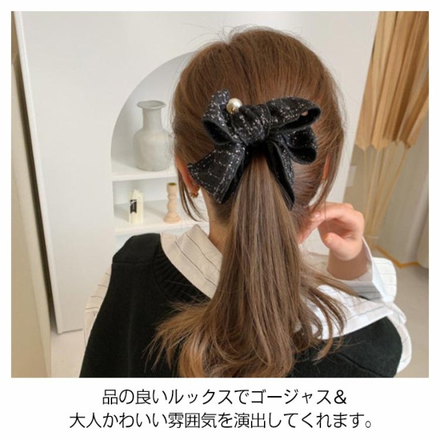 バナナクリップ リボン 大きめ ヘアクリップ 花柄 ヘアアクセサリー