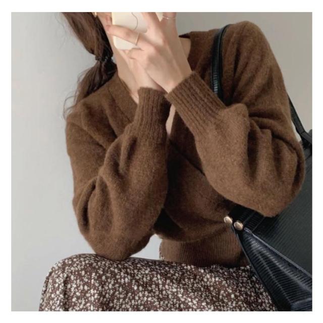 ニットカーディガン ショート丈 カシュクール ニットトップス 羽織り