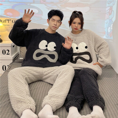 ペア パジャマ 冬 モコモコ レディース