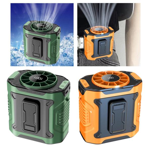ポータブル ウエストファン 軽量 100段階スピード調節可能 ハイキング キャンプ ホーム グリーン