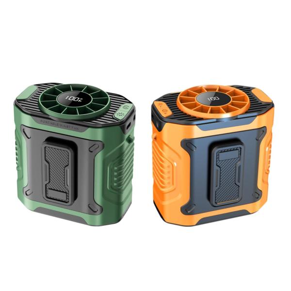 ポータブル ウエストファン 軽量 100段階スピード調節可能 ハイキング キャンプ ホーム グリーン