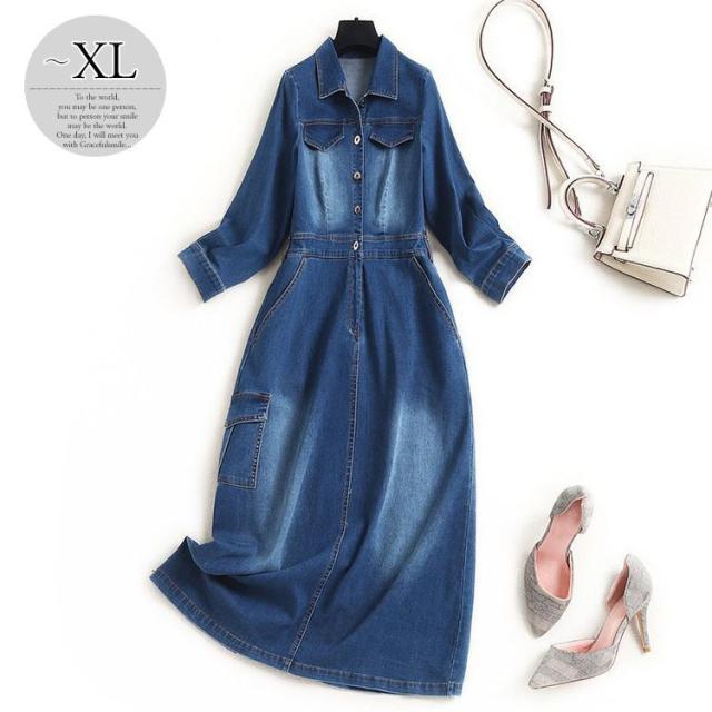 新発売の ワンピース 襟付き デニム生地 ウエストマーク ウエスト切替 ボタン ナチュラルコーデ 細見え お出かけ 食事会 ドライブ ゆったり 女子会 圧倒的高評価 Www Iacymperu Org
