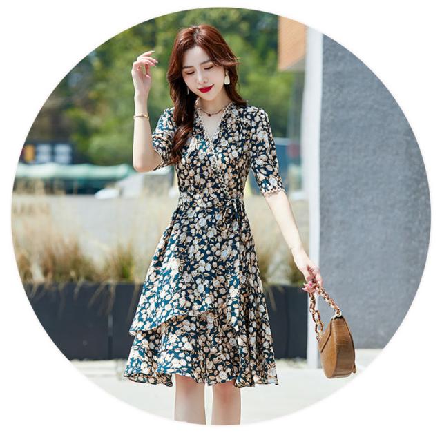 ワンピース レディース 40代 20代 きれいめ 夏服 半袖 花柄ワンピース