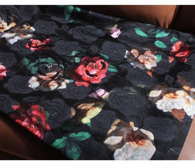 ワンピース ラウンドネック 花柄 総柄プリント ビーズ 膝上 涼しげ