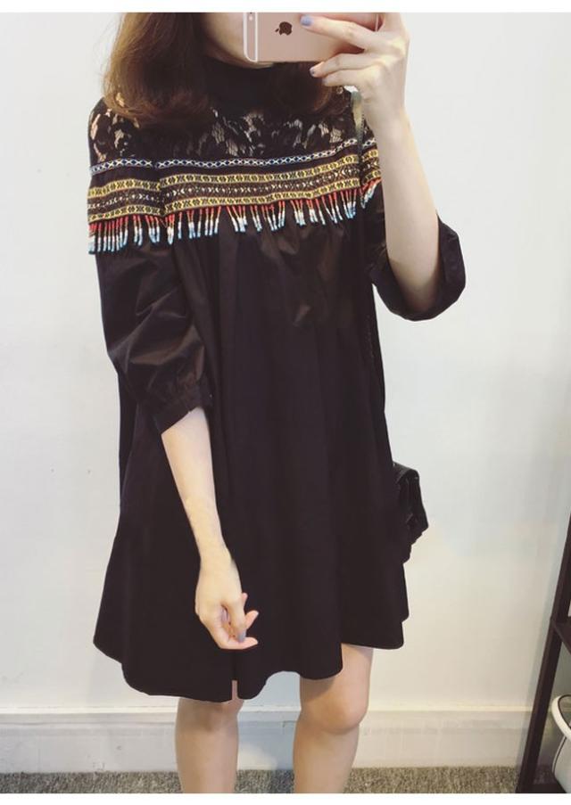 エスニックワンピース ミニワンピース 長袖ワンピース プルオーバー