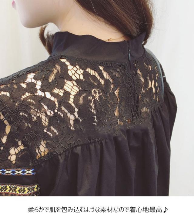 エスニックワンピース ミニワンピース 長袖ワンピース プルオーバー