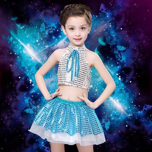 女の子 ダンス衣装 トップス スカート 2点セット キッズセットアップ 