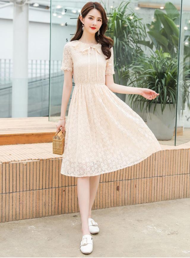 ワンピース レディース 40代 きれいめ 夏 膝丈ワンピース 半袖 レース