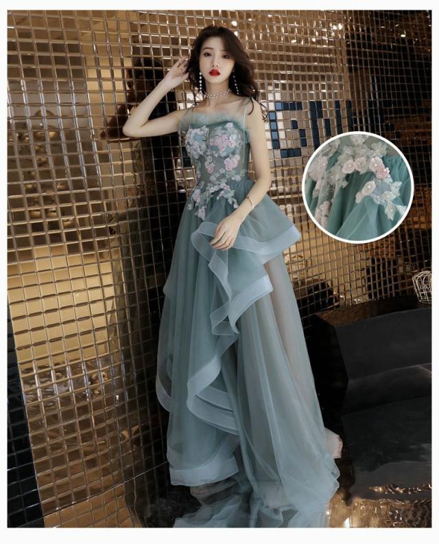 ロングドレス 花柄 刺繍 結婚式ドレス パーティードレス ウエディング