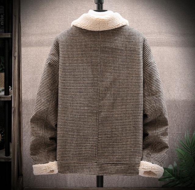 ムートンジャケット メンズ ライダースジャケット ボアジャケット 裏起毛アウター ブルゾン 千鳥柄 防寒アウター 防寒服 カッコイイ オシャレ メンズアウター ムートンジャケット メンズ ライダースジャケット ボアジャケット 裏