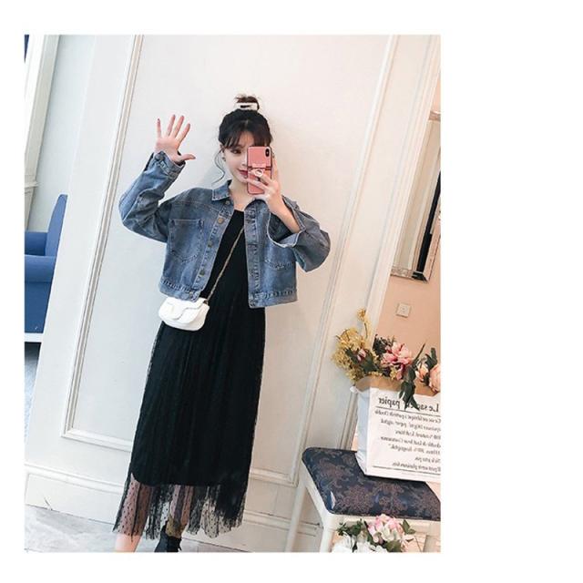 春夏コーデ❤️上下セット　デニムジャケット　ロングワンピース　ドレス　Gジャン 771bfc127513ecf5b6601a8310c9c1