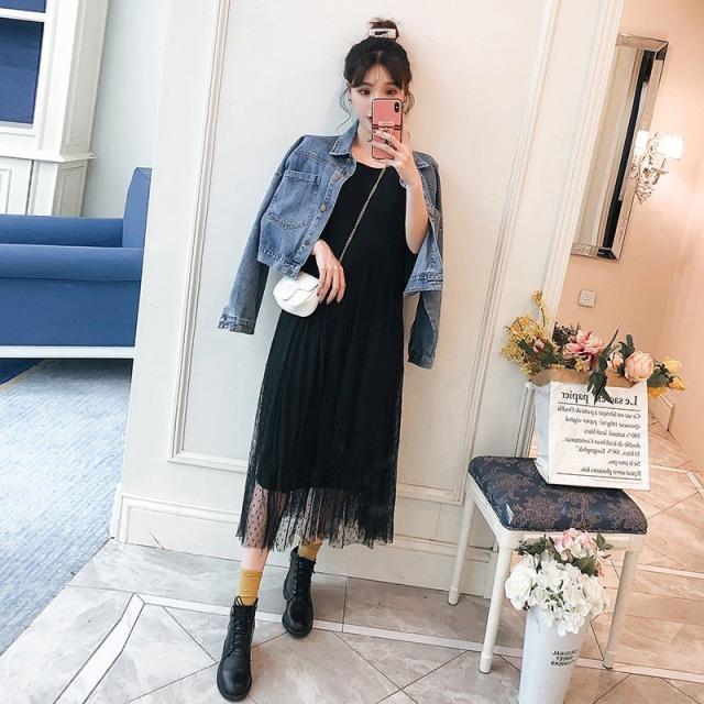 春夏コーデ❤️上下セット　デニムジャケット　ロングワンピース　ドレス　Gジャン 送料無料 個性的 春服 夏服 デニム セットアップ レディース