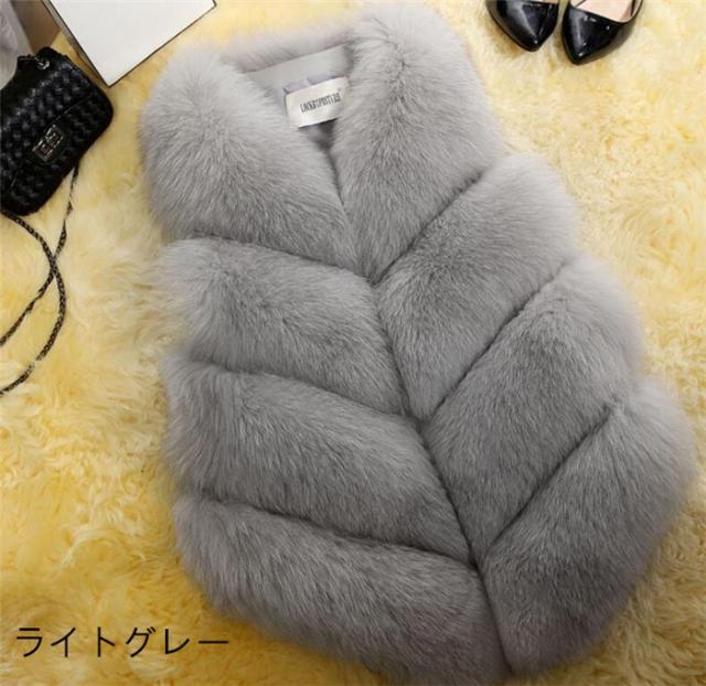 ファーベスト レディース 毛皮ベスト ファーチョッキ ショット丈　フォークス　ファーコート フェイクファー 　秋冬 新作　大きいサイズ ファーベスト レディース 毛皮ベスト ファーチョッキ ショット丈