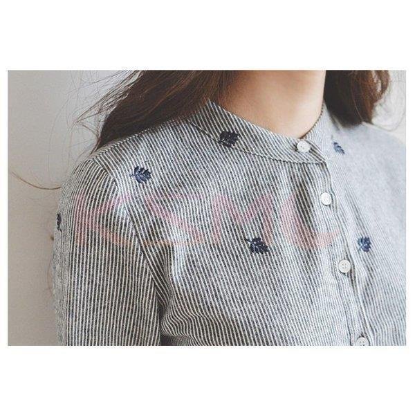 シャツ ブラウス レディース プルオーバー トップス カットソー ストライプ 長袖 スタンドカラー ノーカラー 春夏 30代 40代 シャツ ブラウス レディース プルオーバー トップス カットソー