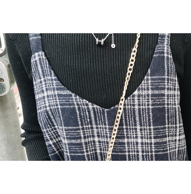 ワンピースセットアップ レディース 40代 秋冬 マキシワンピース チェック柄 上品 ラシャ ベストスカート丈セットアップ 長袖 ニットセーター 通勤 着痩せ ワンピースセットアップ レディース 40代 秋冬 マキシワンピース