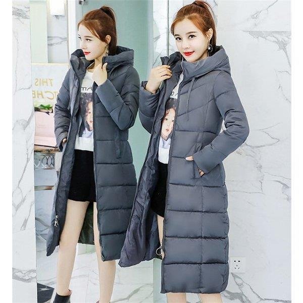 中綿コート レディース ロング フード付き スタンドカラー aライン
