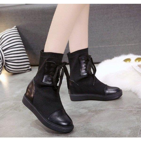 ソックスブーツ レディース インヒール フラットソール ぺたんこ 歩き