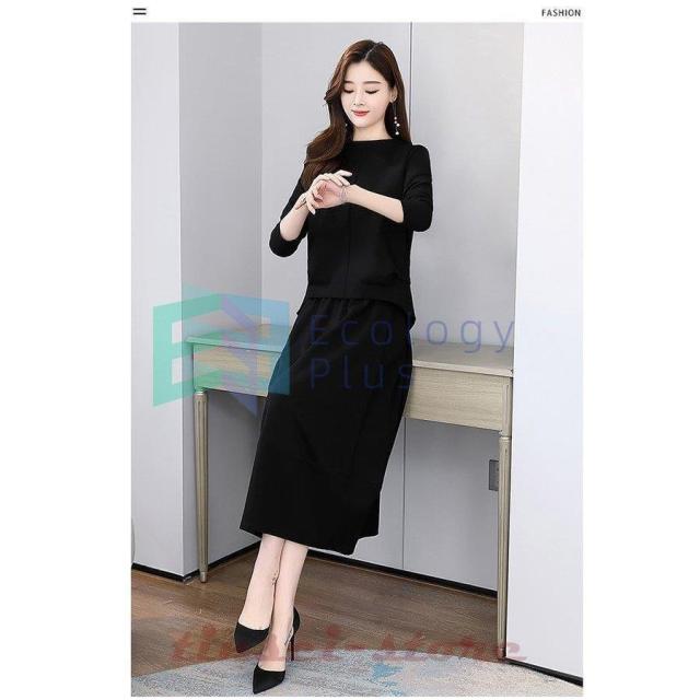 セットアップ レディース 秋冬 カジュアル 長袖 上下セットアップ 黒