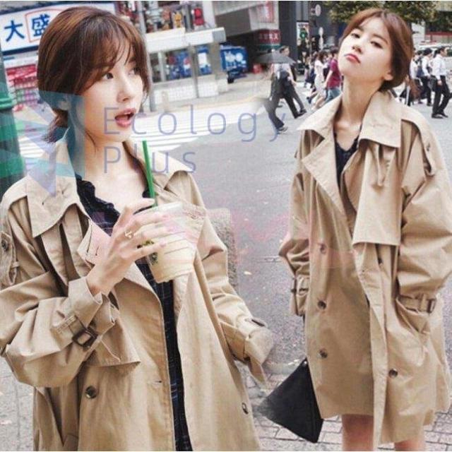 トレンチコート レディース スプリングコート 膝上 ミディア丈 春コート ショートコート おしゃれ アウター 春物 春服 大きいサイズ 30代 40代 baton42593-02.jpg