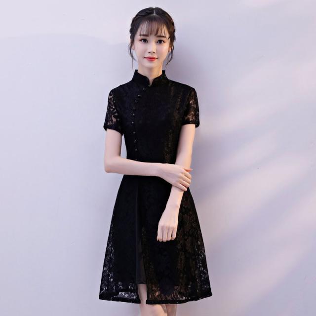 ワンピース チャイナ風ワンピース チャイナドレス 中国風 レース ミニ
