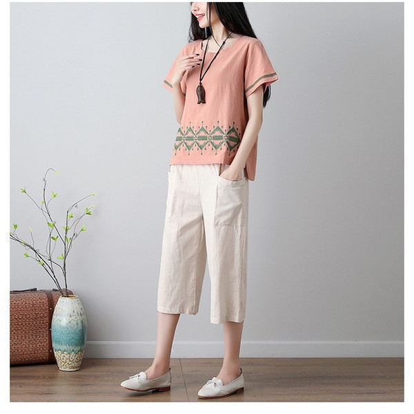 セットアップ レディース 夏 40代 リネン 綿麻混紡 パンツスーツ