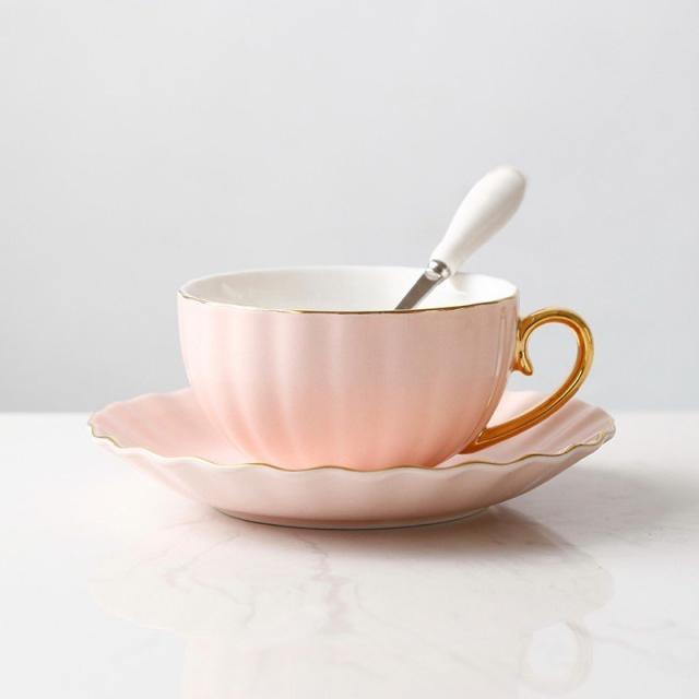 目を引く▲ビクトリアコーヒーセット 結婚ギフト 欧式コーヒーカップセット 彩絵コーヒーセット 琺瑯磁器 職人手作り 5客セット R108-249 おしゃれなコーヒーカップソーサー セット 陶器 カフェ