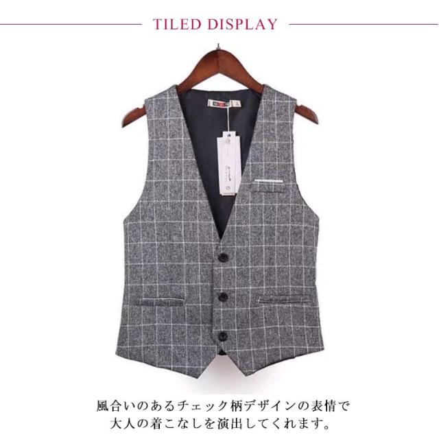 グレー 春服 ベスト メンズファッション フォーマル トップス