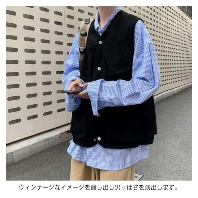 ジャケット ベスト 春夏 ストリート オーバー グレー 韓国 Ressaca ミリタリージャケット モッズコート オーバーサイズ