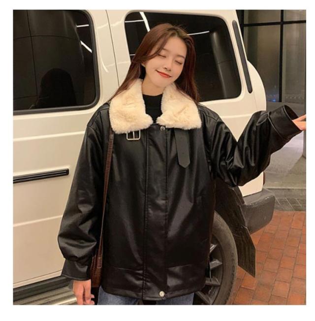 厚手 ライダースジャケット レディース アウター モコモコ 裏起毛