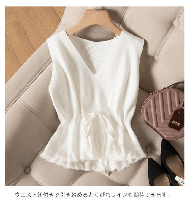 ニット ノースリーブニット ニットベスト チョッキ Vネック