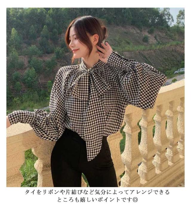 バーバリーブルーレーベル　ボウタイ ブラウス リボン パフスリーブ チェック柄 バーバリーブルーレーベル ボウタイ ブラウス リボン