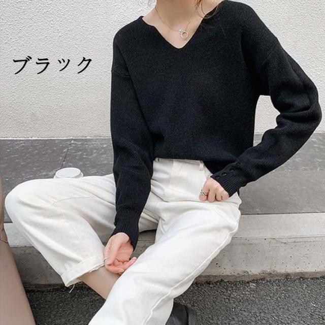 ニットセーター レディース 秋冬 40代 長袖トップス ニットソー 無地 v